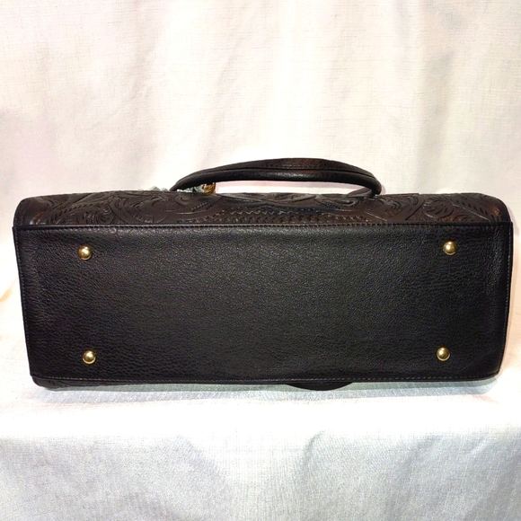 AngeLozano Flora Engraved Leather Tote with Floral Loom - Picture 4 of 16